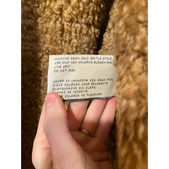St Johns Bay Pennylane Coat Womens M Brown Washable Faux Suede Sherpa Hooded - Picture 6 of 8